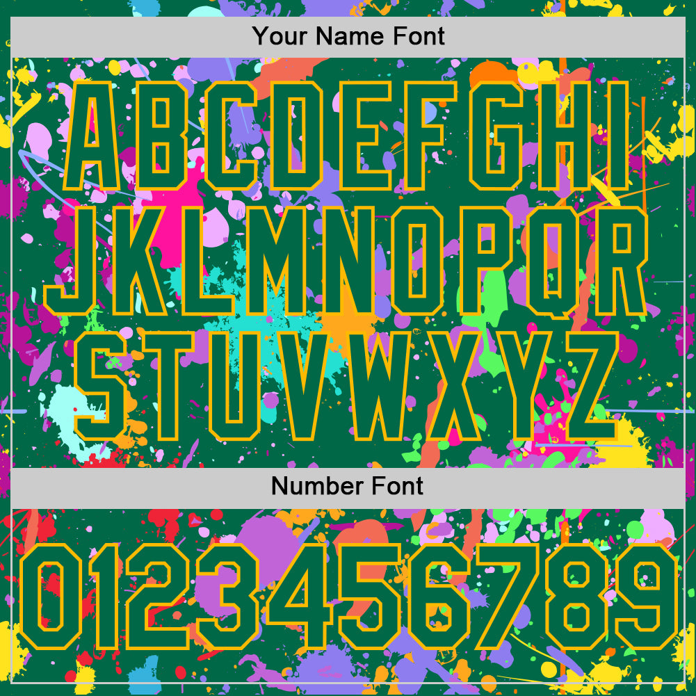 Custom Graffiti Pattern Kelly Green-Gold Authentic Baseball Jersey