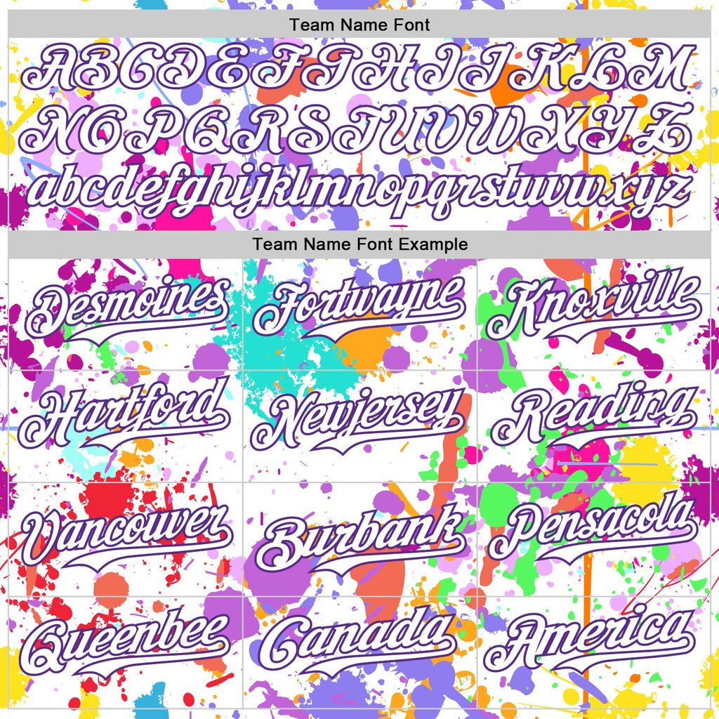 Custom Graffiti Pattern White-Purple Authentic Baseball Jersey