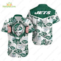 Grateful Dead New York Jets Tropical Hibiscus Hawaiian Shirt