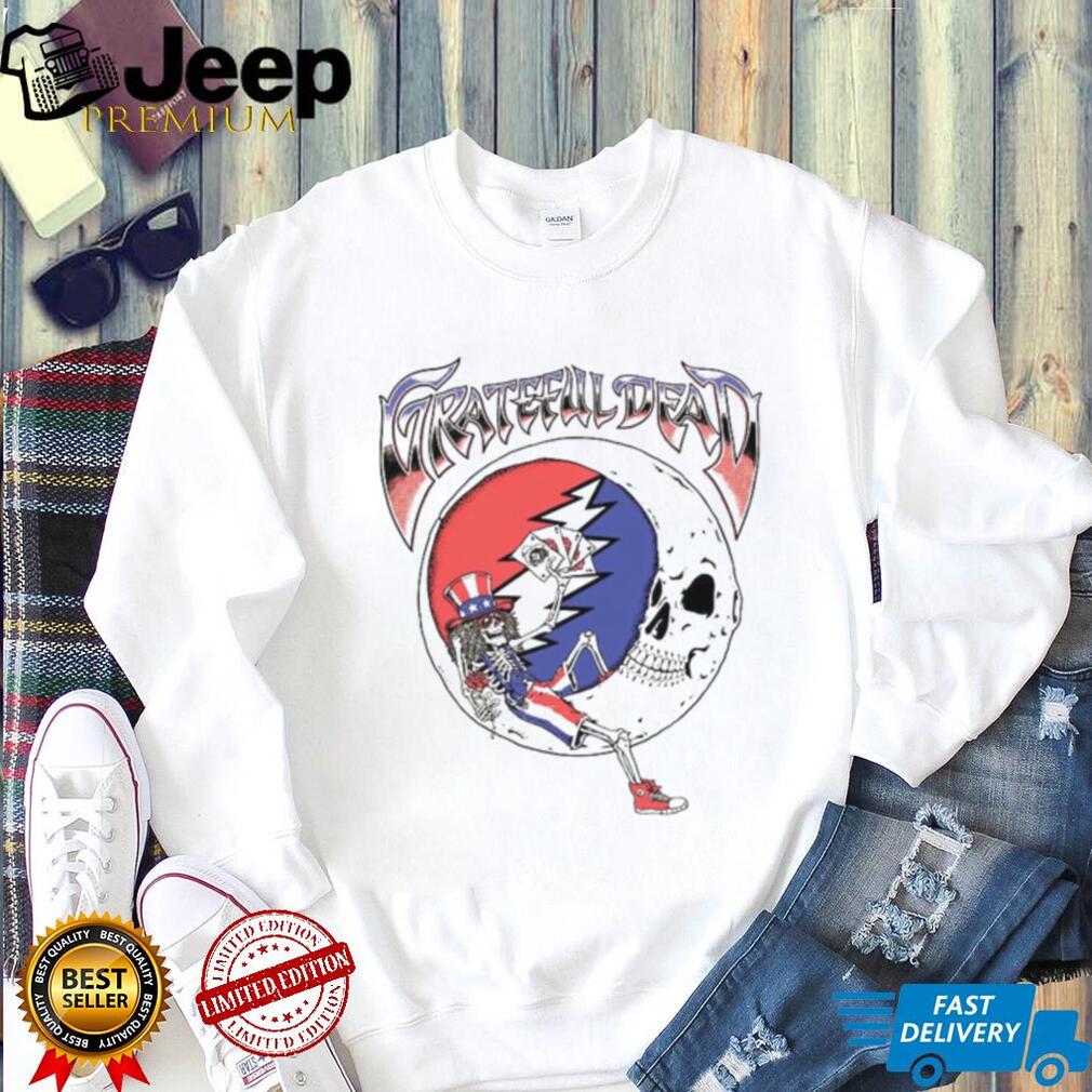 Grateful Dead Uncle Sam Skeleton Stealie Moon Playing Cards Shirt