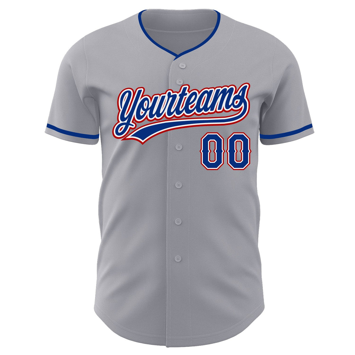 Custom Gray Royal White-Red Authentic Baseball Jersey