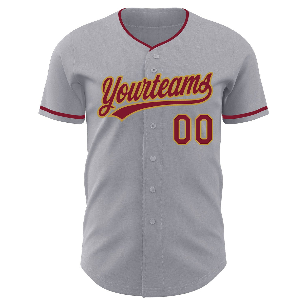 Custom Gray Crimson-Old Gold Authentic Baseball Jersey