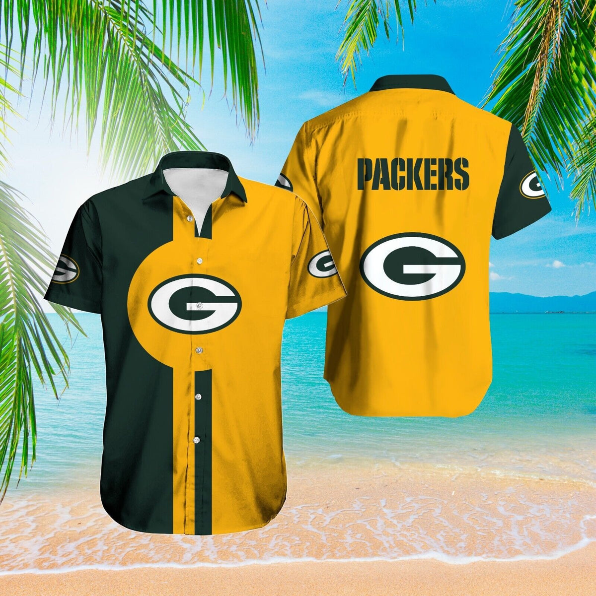 Green Bay Packers Hawaiian Shirt Sunset Stripe Design 661832