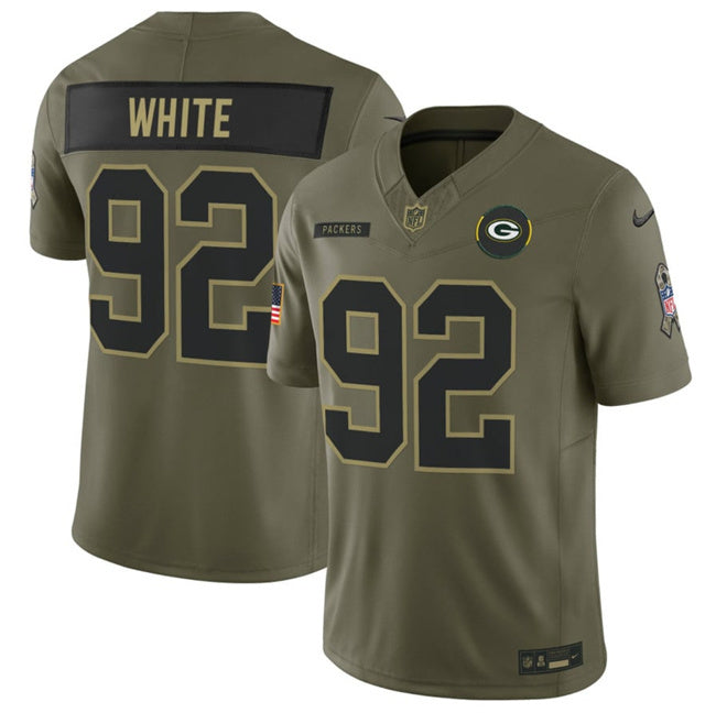 Green Bay Packers #92 Reggie White Olive 2025 F.U.S.E. Salute to Service