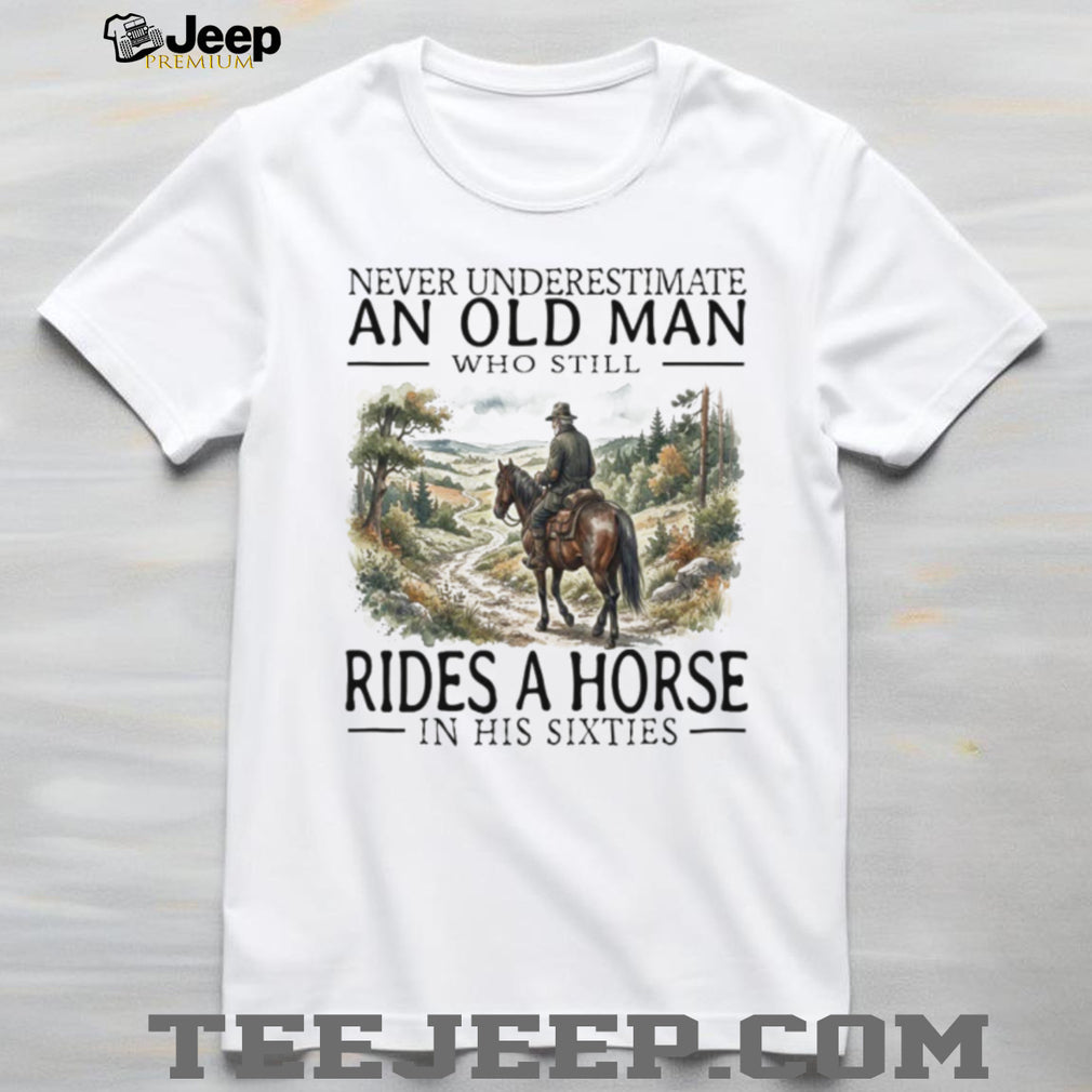 Horse Riding Old Man in His Sixties Cowboy Graphic T Shirt