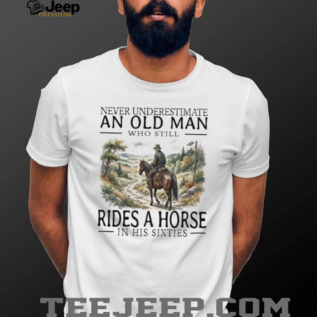 Horse Riding Old Man in His Sixties Cowboy Graphic T Shirt