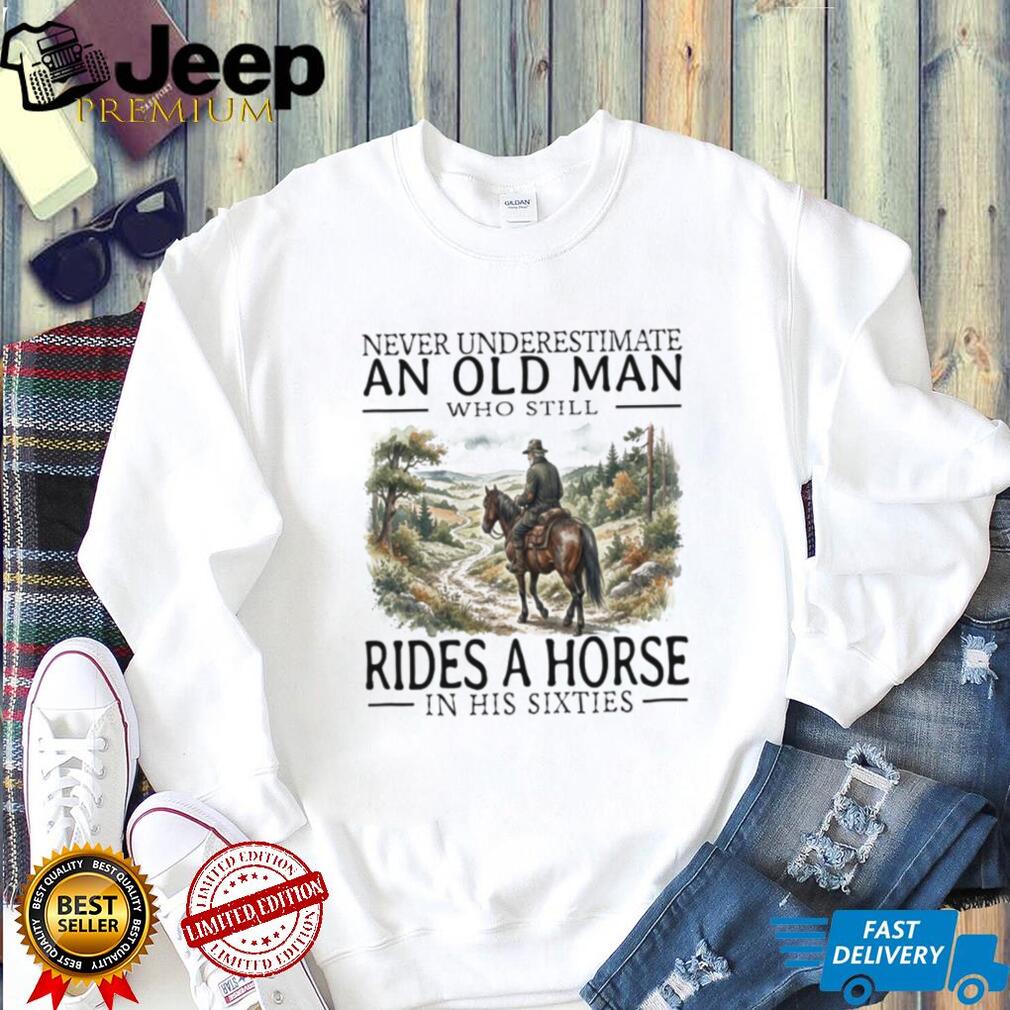 Horse Riding Old Man in His Sixties Cowboy Graphic T Shirt