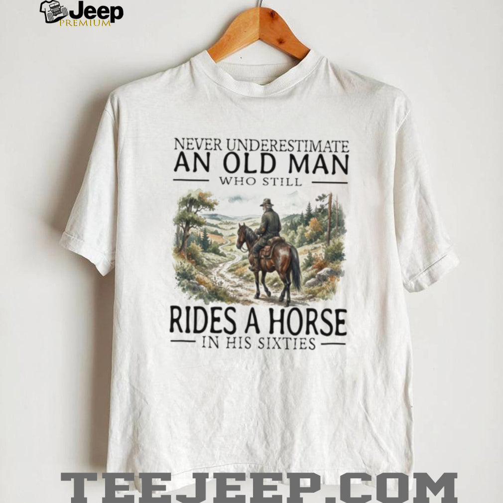 Horse Riding Old Man in His Sixties Cowboy Graphic T Shirt