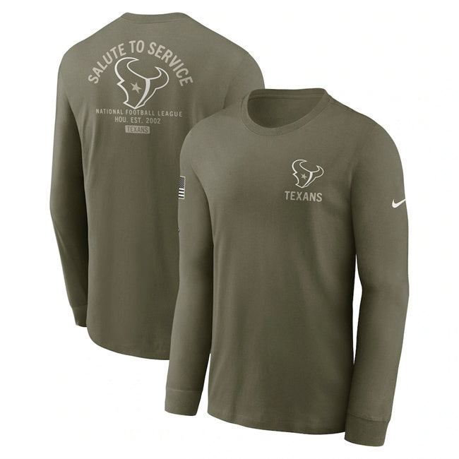 Houston Texans Olive 2025 Salute to Service Sideline Long Sleeve T-Shirt