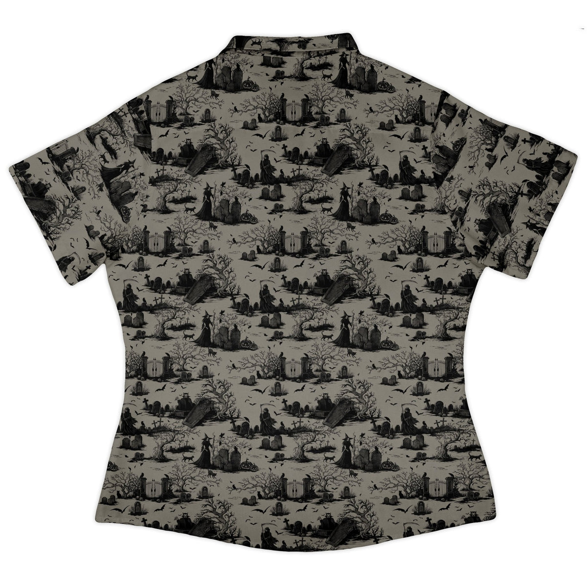 Haunted Graveyard Dark Curvy Button Up Shirt
