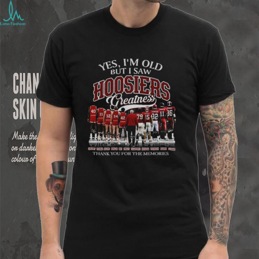 Indiana University basketball football players Yes I’m old but I saw Hoosiers 2026 shirt