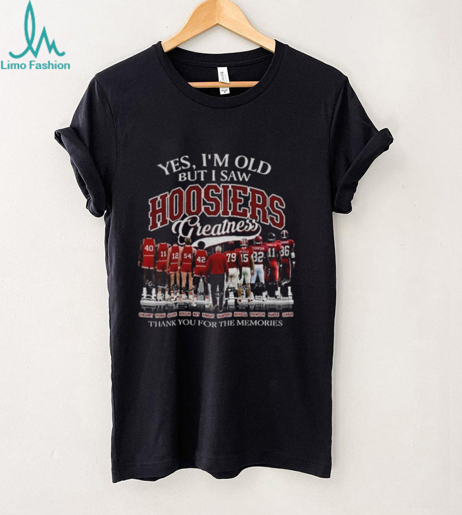 Indiana University basketball football players Yes I’m old but I saw Hoosiers 2026 shirt