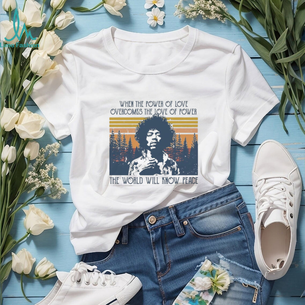 Jimi Hendrix Power Of Love Peace Sunset Forest Music Shirt