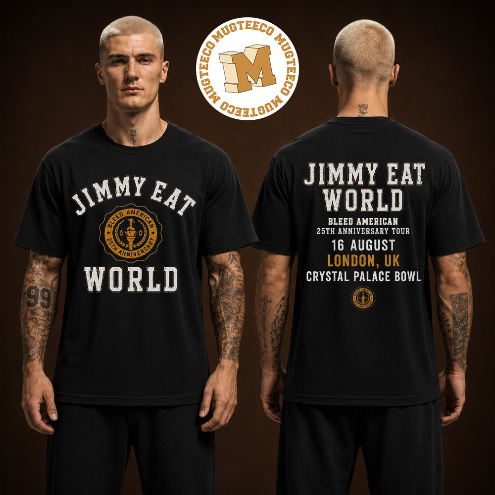 Jimmy Eat World London UK 2026 Tour Live At Crystal Palace Bowl On 16 August 2026 Two Unisex Black Sided T Shirt
