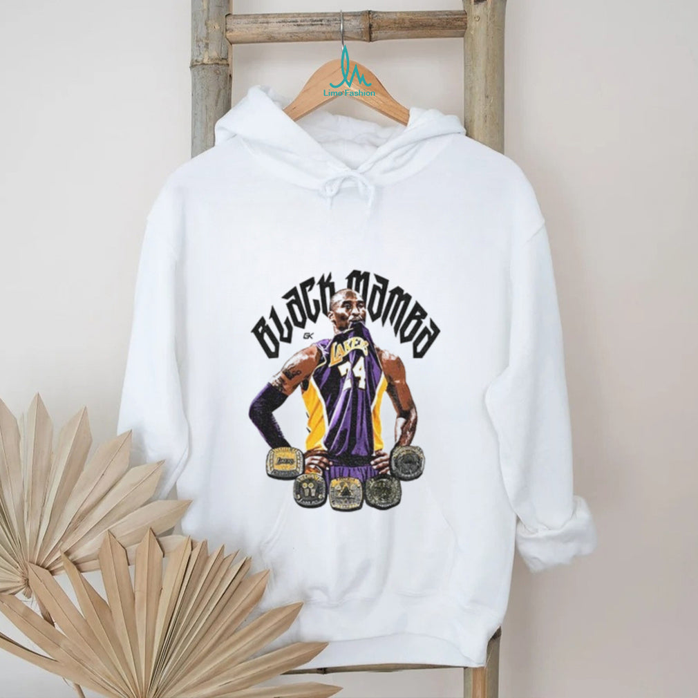 Kobe Bryant Los Angeles Lakers championship rings Black Mamba jersey print shirt