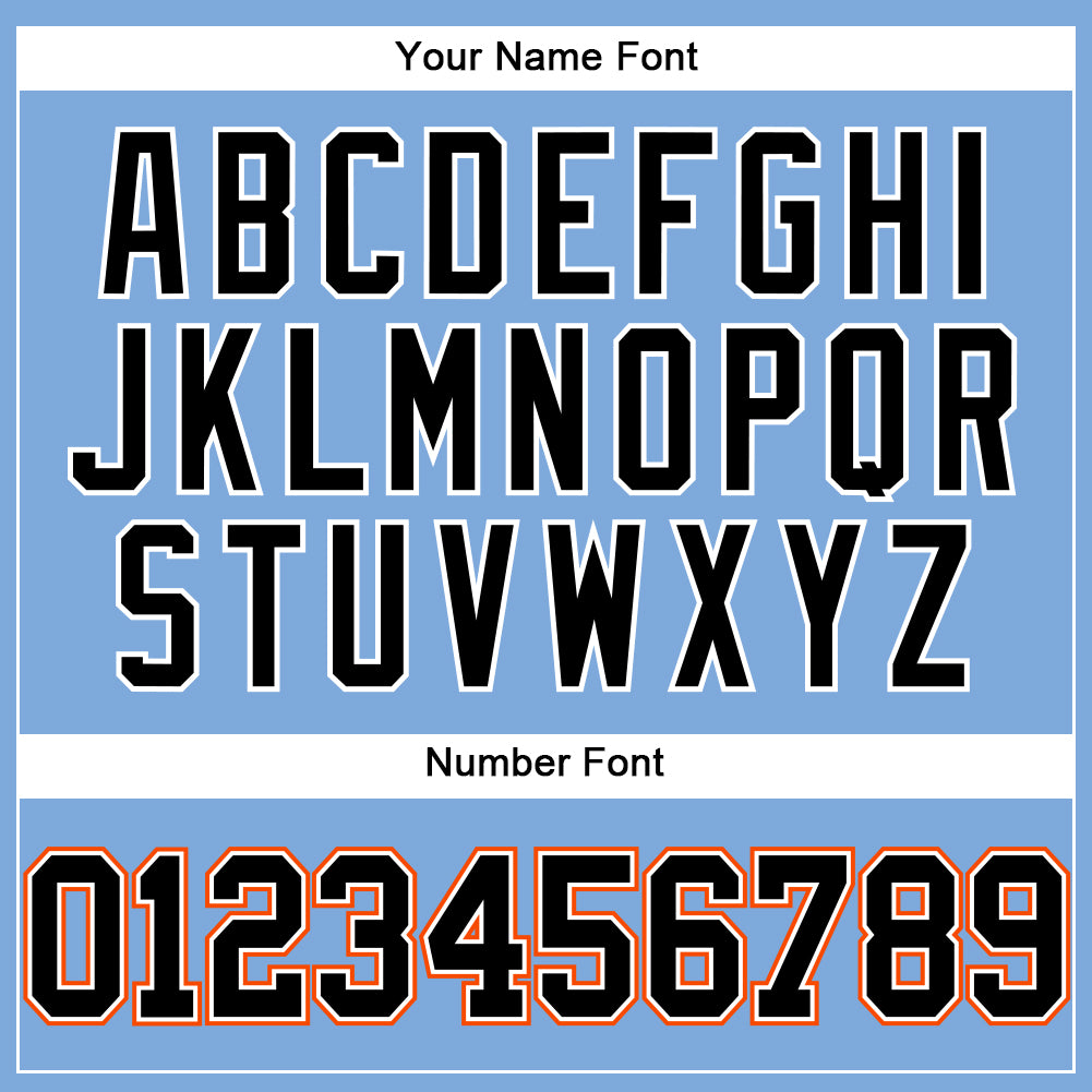 Custom Light Blue Black-Orange Authentic Baseball Jersey