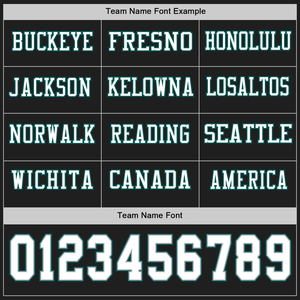 Custom Black White Gray-Midnight Green Long Sleeve Authentic Football Jersey