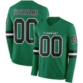 Custom Kelly Green Black-White Long Sleeve Authentic Football Jersey