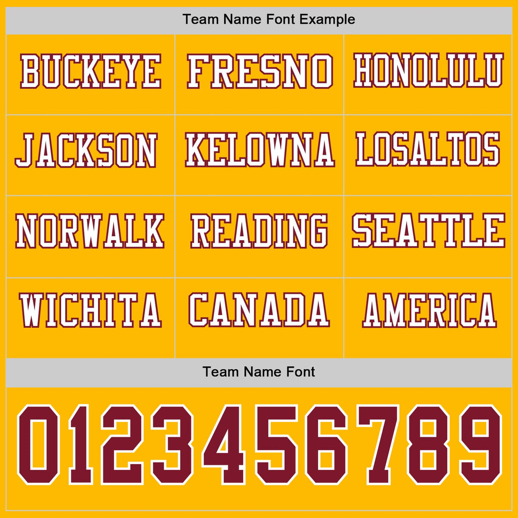 Custom Gold Crimson-White Long Sleeve Authentic Football Jersey