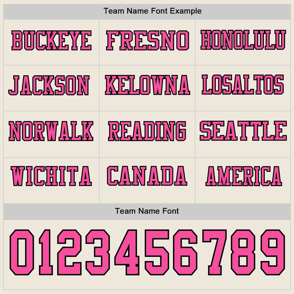 Custom Cream Pink-Black Long Sleeve Authentic Football Jersey
