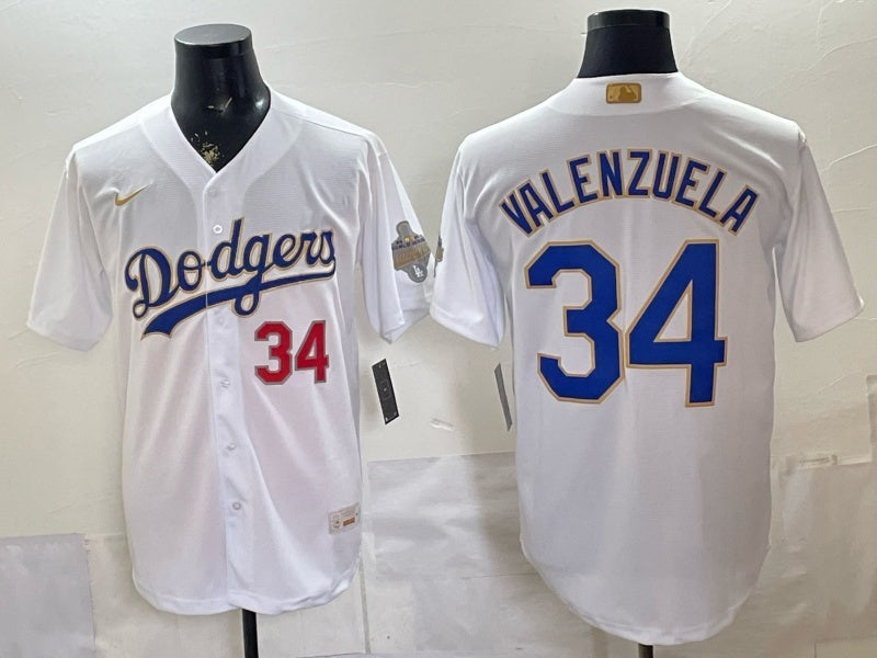 Los Angeles Dodgers #34 Fernando Valenzuela Dodgers Platinum V2