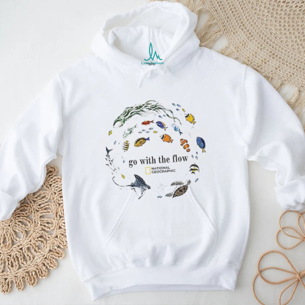 Marine Animals Go With The Flow Sea Turtle Fish shirt