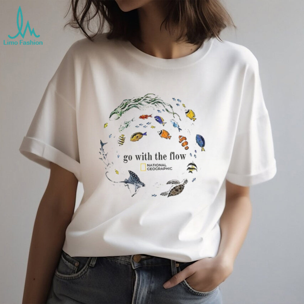 Marine Animals Go With The Flow Sea Turtle Fish shirt