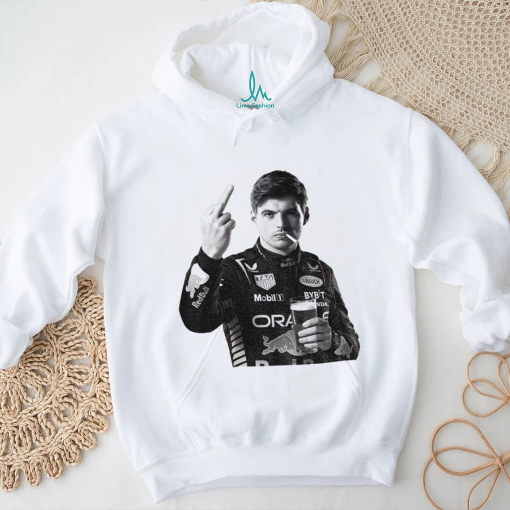 Max Verstappen Formula One Racing Beer Smoking Middle Finger shirt