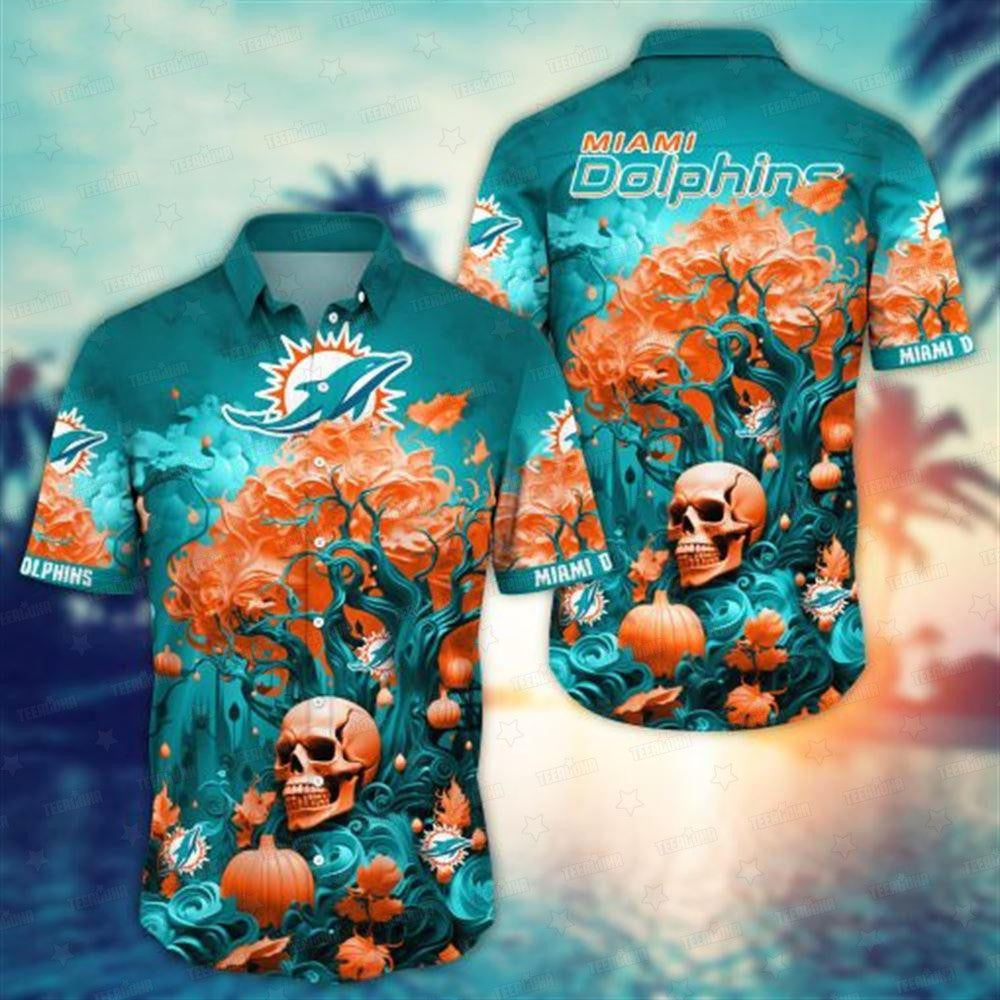 Miami Dolphins Hawaiian Shirt Haunted Waves Design 674206