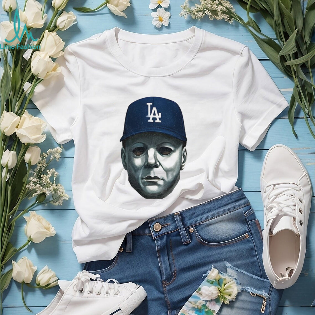 Michael Myers Los Angeles Dodgers cap Halloween shirt
