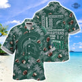 Michigan State Hawaiian Shirt And Shorts Michigan State Spartans Football Shirts Michigan State University Aloha Shirt Ncaa Msu Button Up Shirt Mens Michigan State Football 2023 NEW