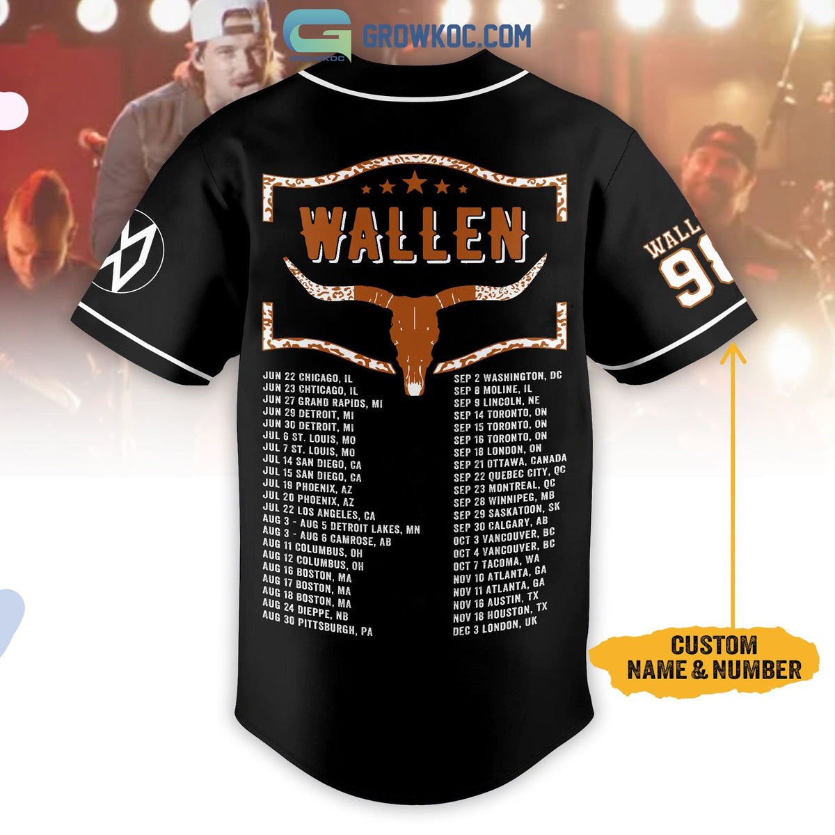 Morgan Wallen Cover Me Up World Tour 2023 Personalized Baseball Jersey