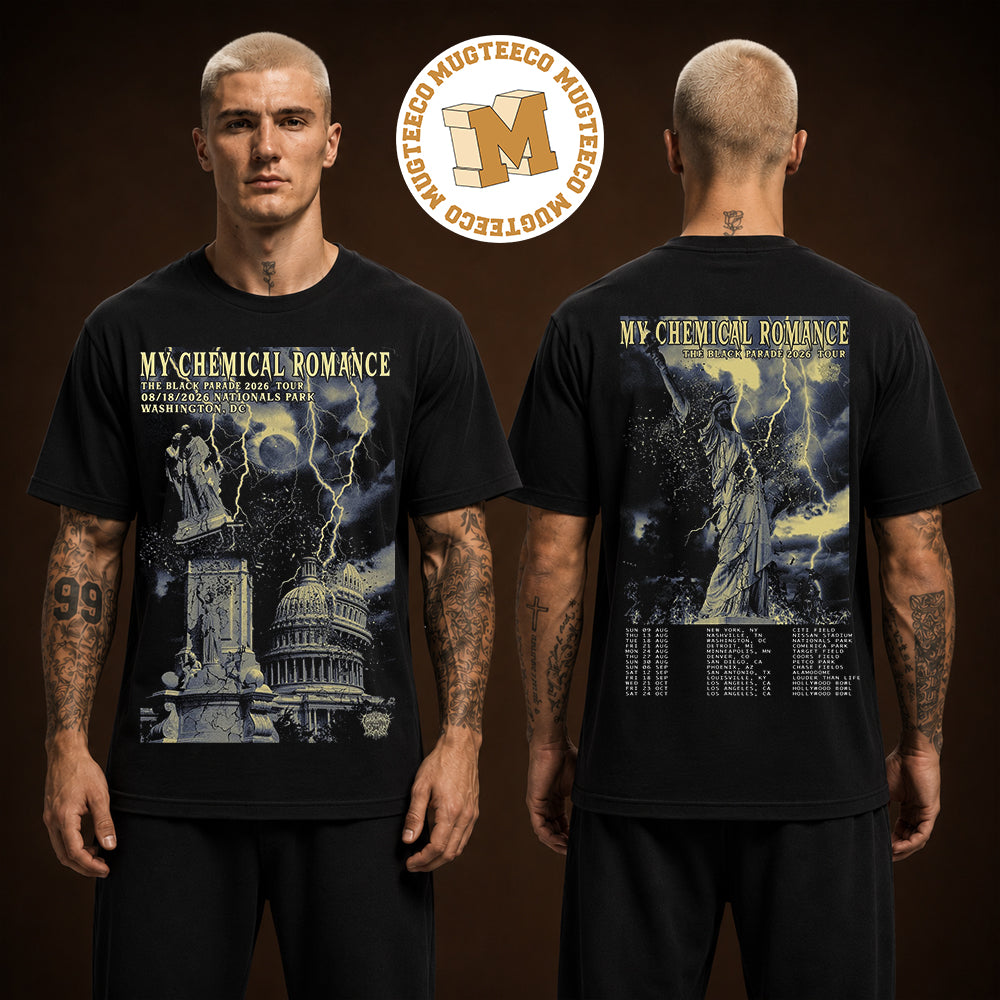 My Chemical Romance The Black Parade 2026 Tour Live At Nationals Park Washington DC On August 18 2026 Two Sided Unisex T Shirt