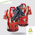 Calgary Flames NHL Hawaiian Shirt American Flag Summer Design