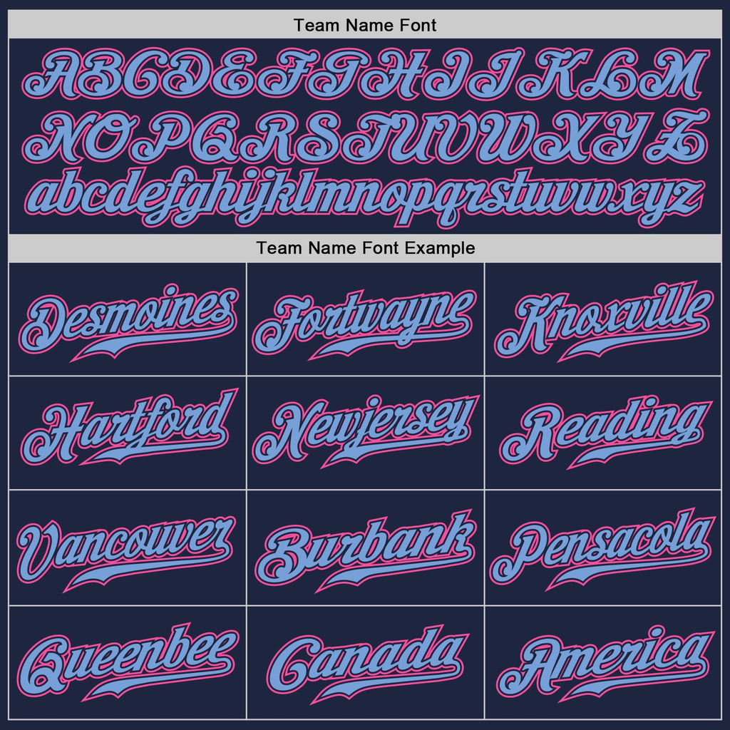 Custom Navy Pink-Light Blue Authentic Baseball Jersey
