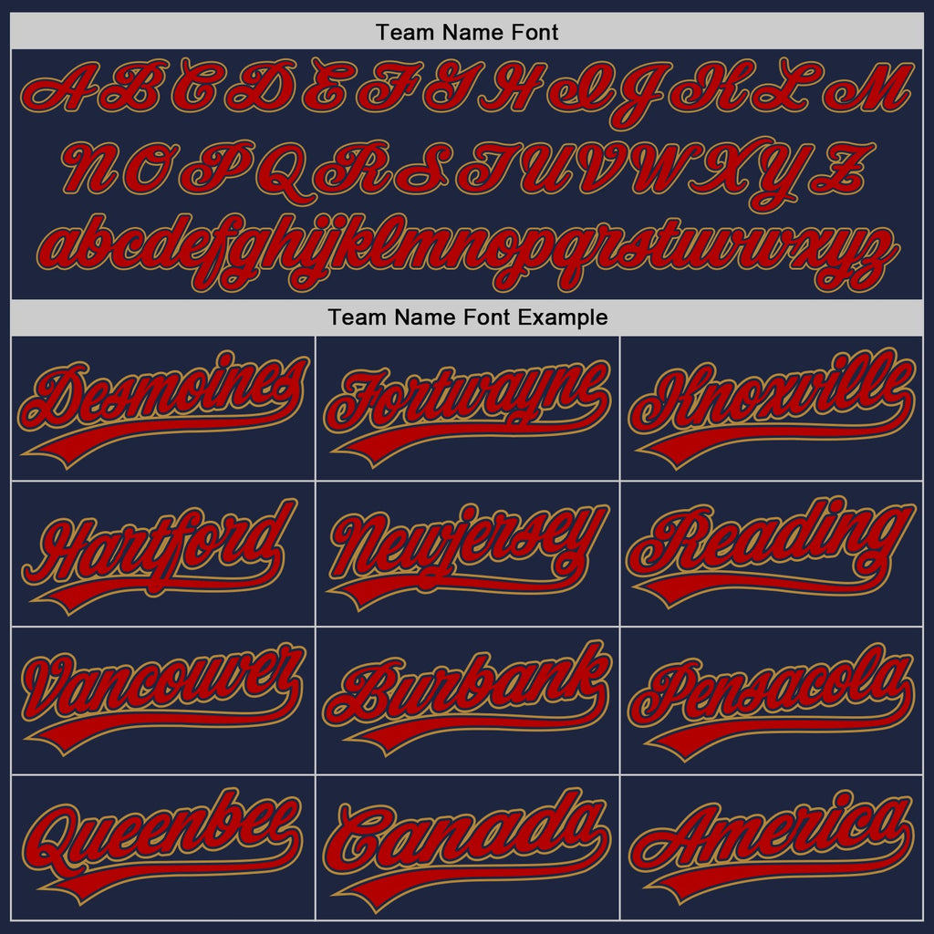 Custom Navy Red-Old Gold Authentic Baseball Jersey