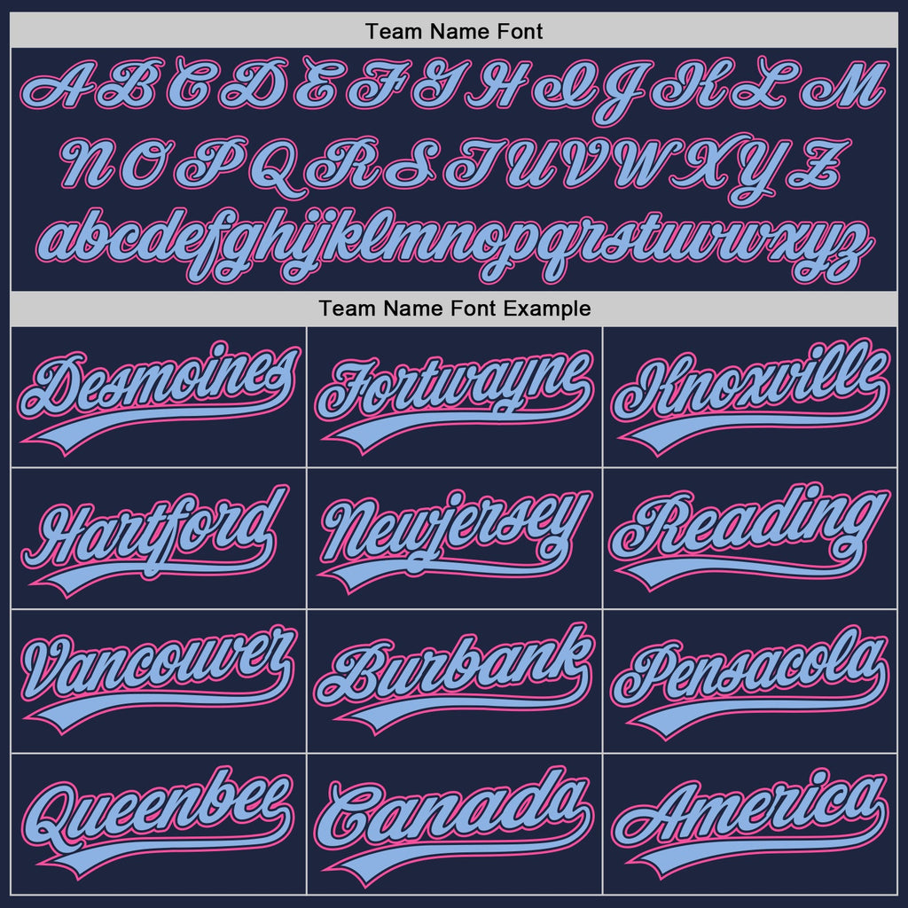 Custom Navy Light Blue Pinstripe Pink Authentic Baseball Jersey