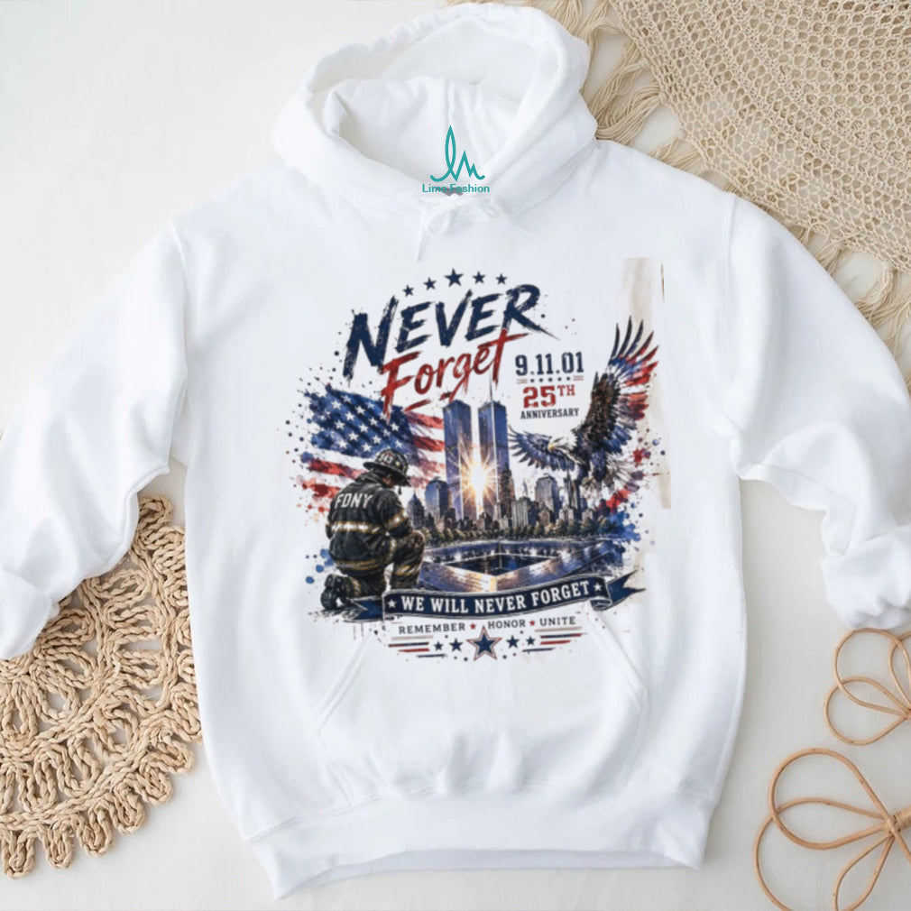 Never Forget 9 11 25th Anniversary FDNY Memorial Eagle Shirt