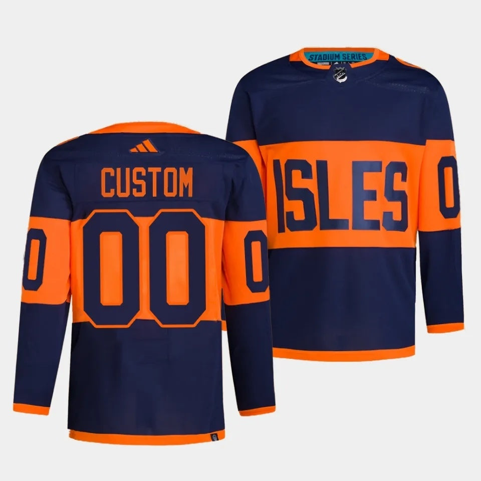 New York Islanders Custom 2024 NHL Stadium Series Navy Jersey