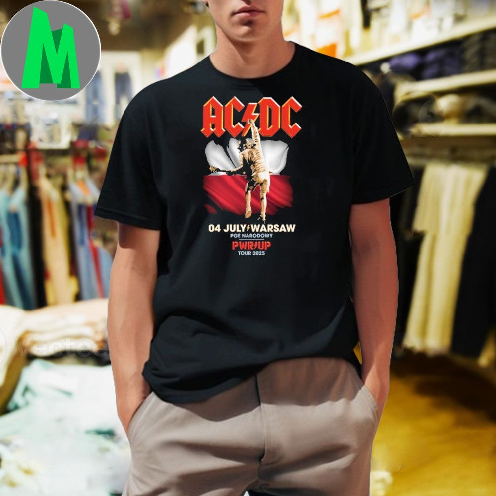 AC DC PWRϟUP Tour 2025 Warsaw Poland Concert T-Shirt