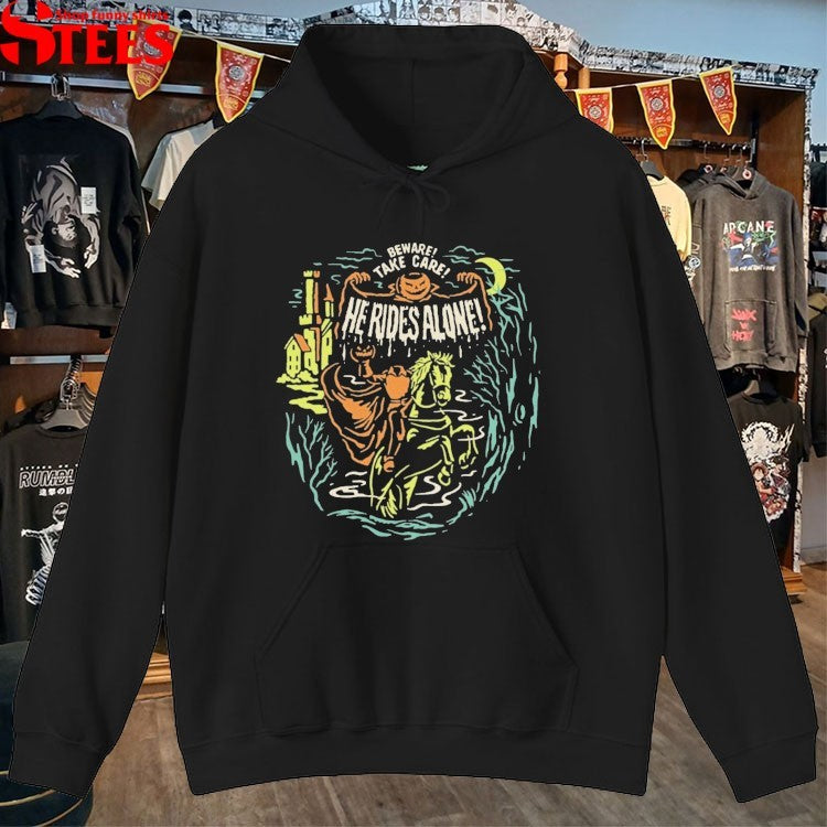 Beware Take Care He Rides Alone Halloween T-shirts