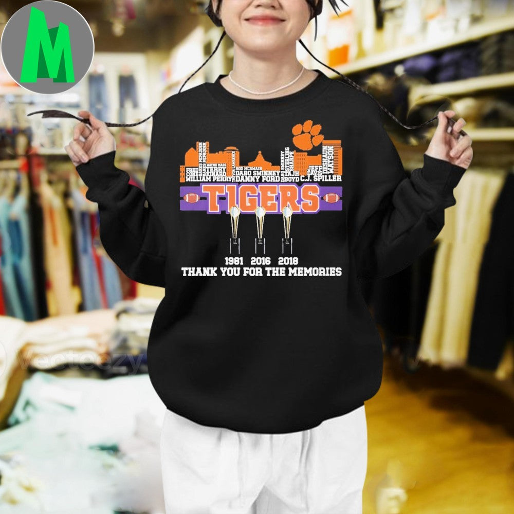 Clemson Tigers National Champions T-Shirt – 1981 2016 2018 Football Dynasty Fan Apparel