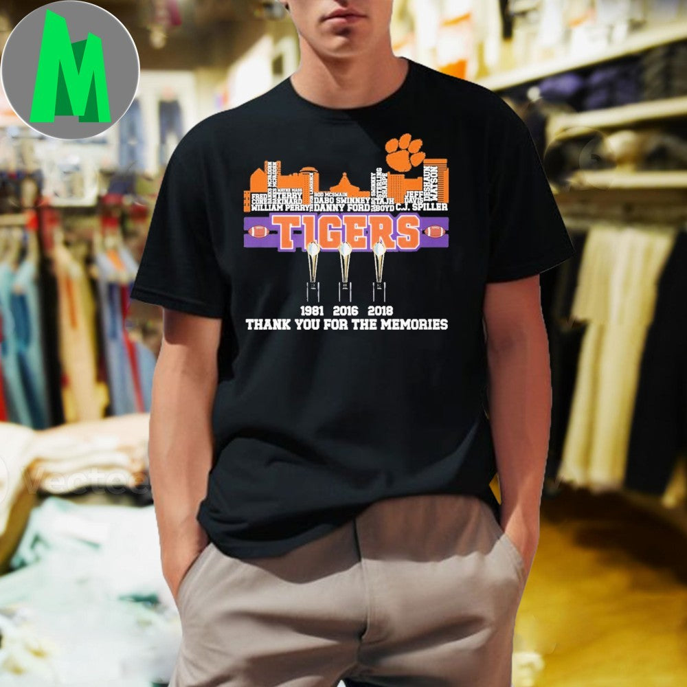 Clemson Tigers National Champions T-Shirt – 1981 2016 2018 Football Dynasty Fan Apparel