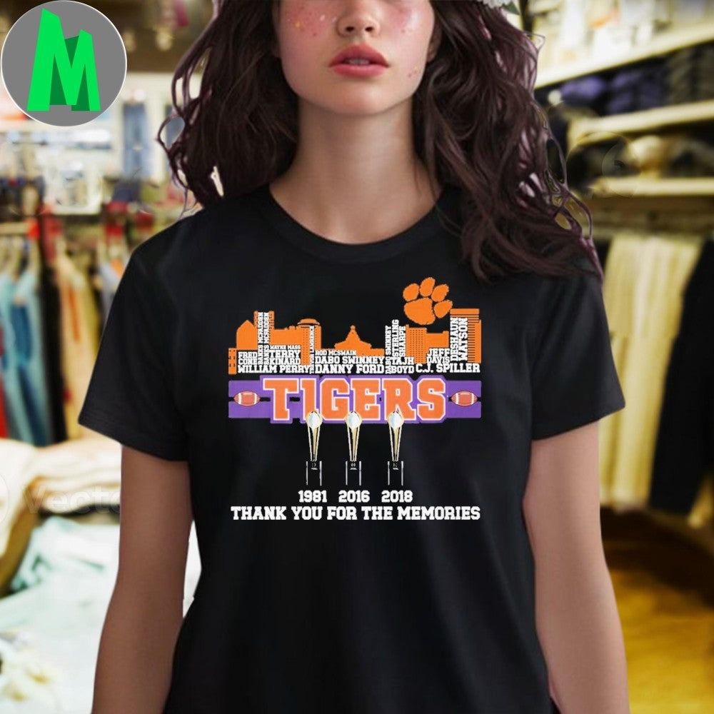 Clemson Tigers National Champions T-Shirt – 1981 2016 2018 Football Dynasty Fan Apparel