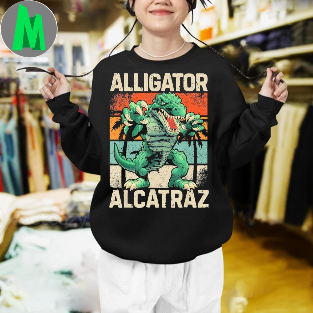 Distressed Alligator Alcatraz Sunset Shirt