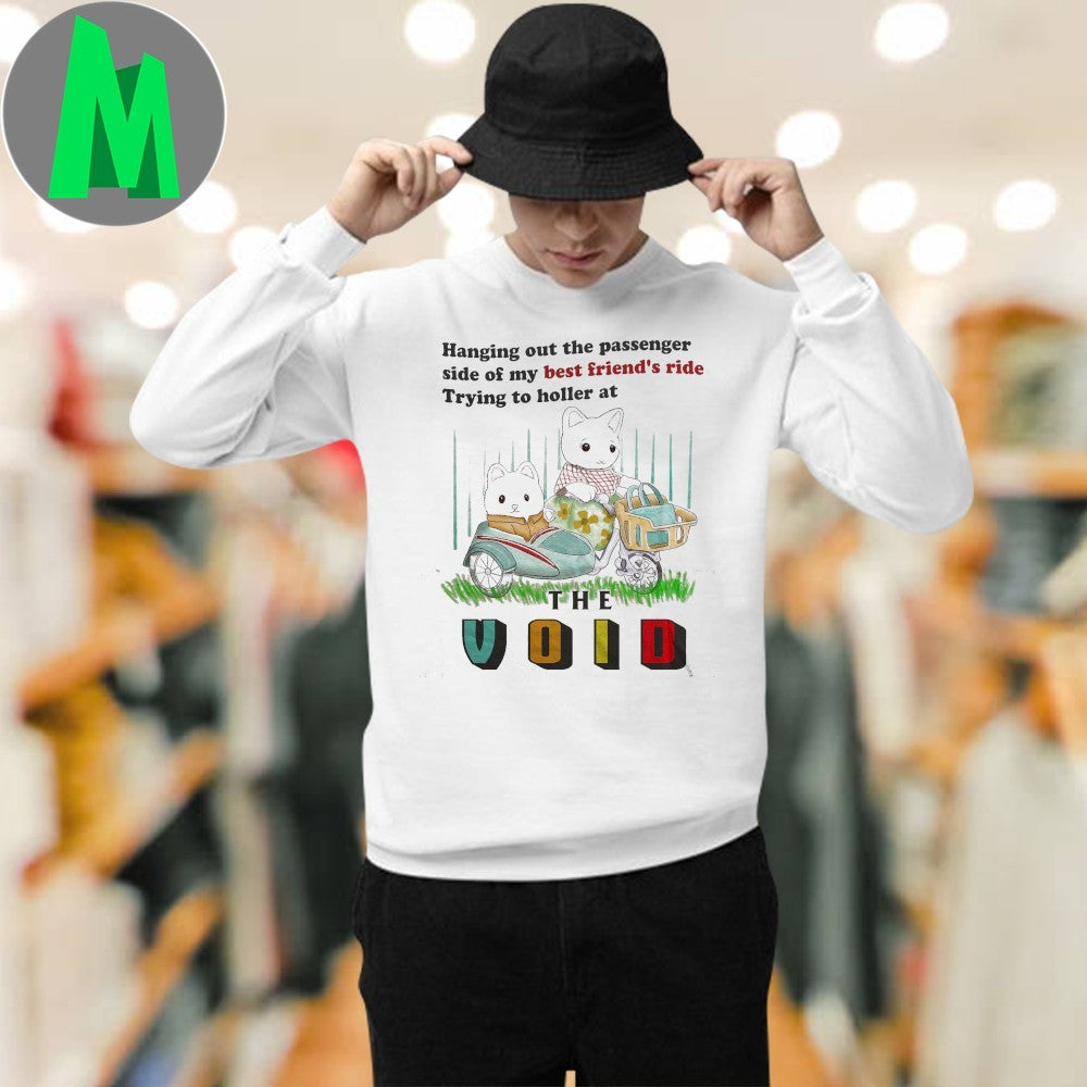 Hanging Out The Passenger Side Cat Sidecar Meme T-Shirt