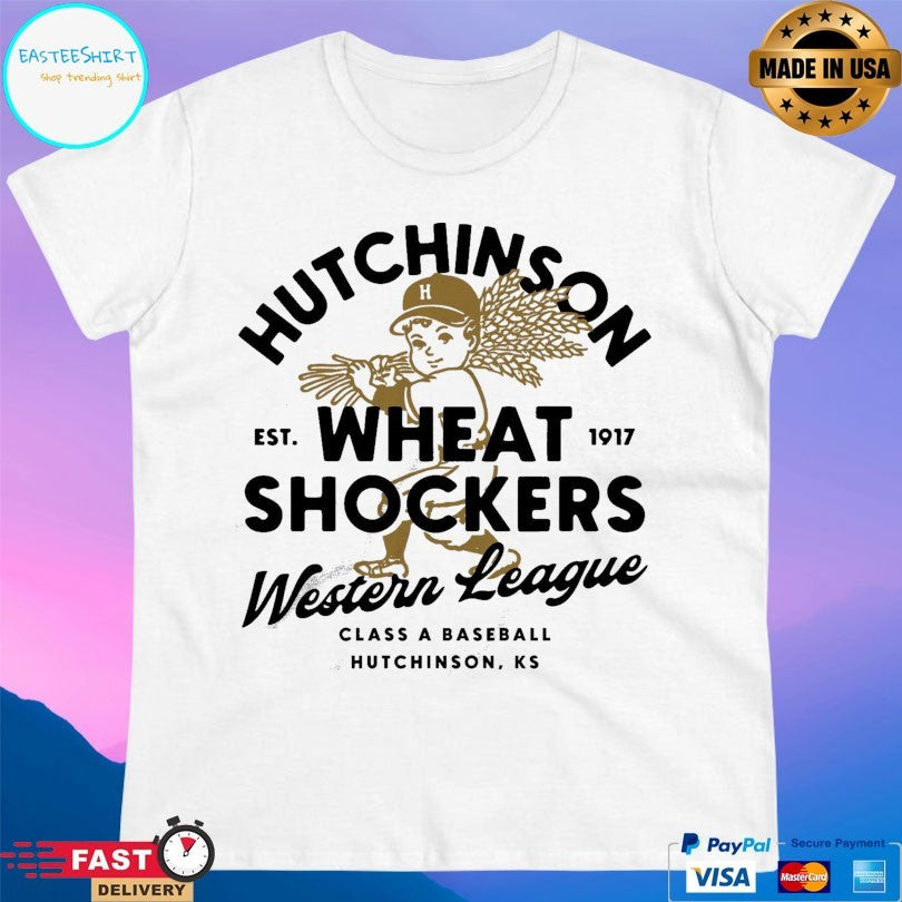 Hutchinson Wheat Shockers Est 1917 Western League Class A Baseball Hutchinson Ks T-shirt