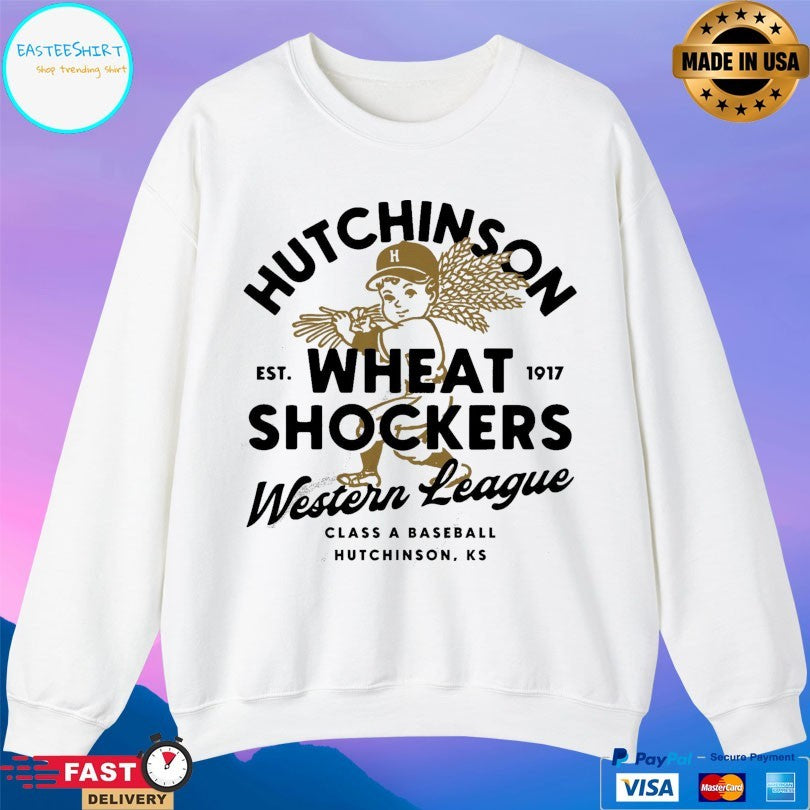 Hutchinson Wheat Shockers Est 1917 Western League Class A Baseball Hutchinson Ks T-shirt