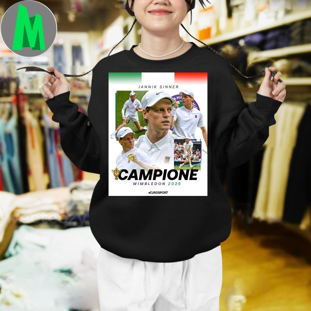 Jannik Sinner Campione Wimbledon 2025 Tennis Player Shirt