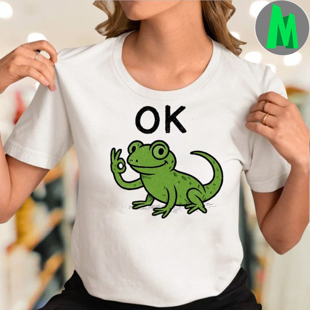 Lizard Hitting Button On Shirt
